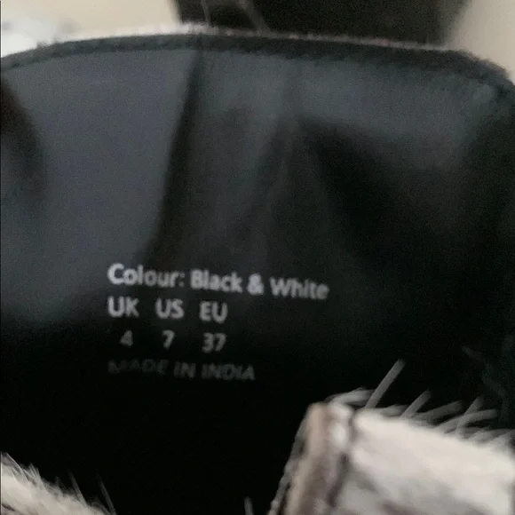 MYRA Bag Black and White Cowhide Combat Boots Women’s sz 7 - Picture 8 of 10